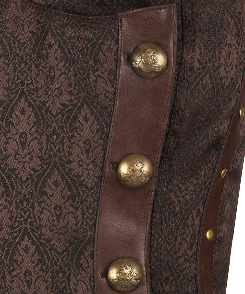 Ahern Steampunk Brown Corset Top with Single Strap