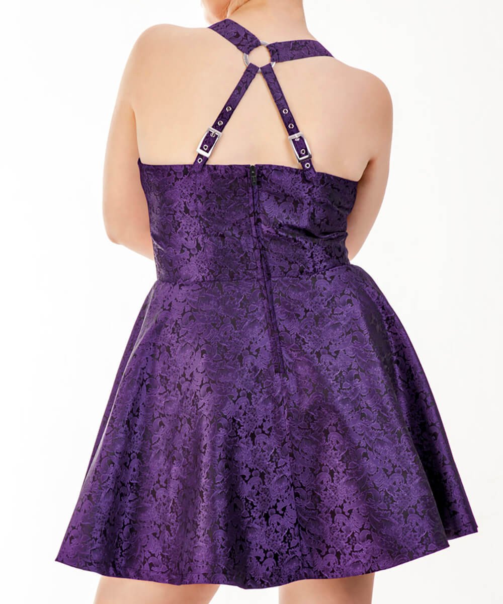 Herod Purple Halter Neck Skater Dress