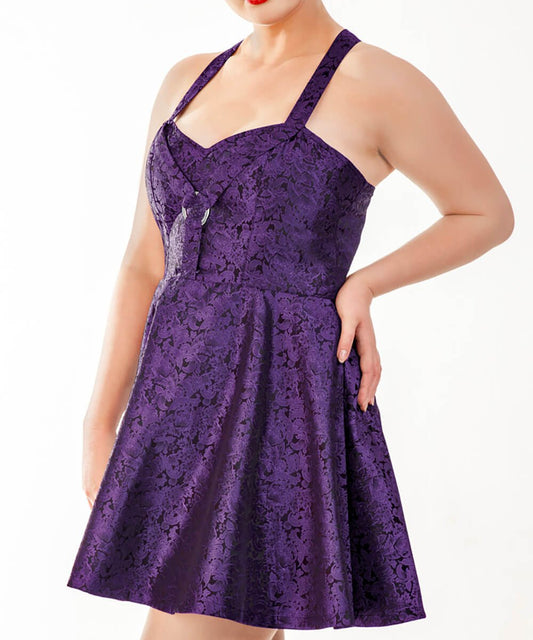 Herod Purple Halter Neck Skater Dress