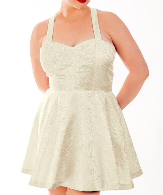 Adken Ivory Skater Dress in Brocade