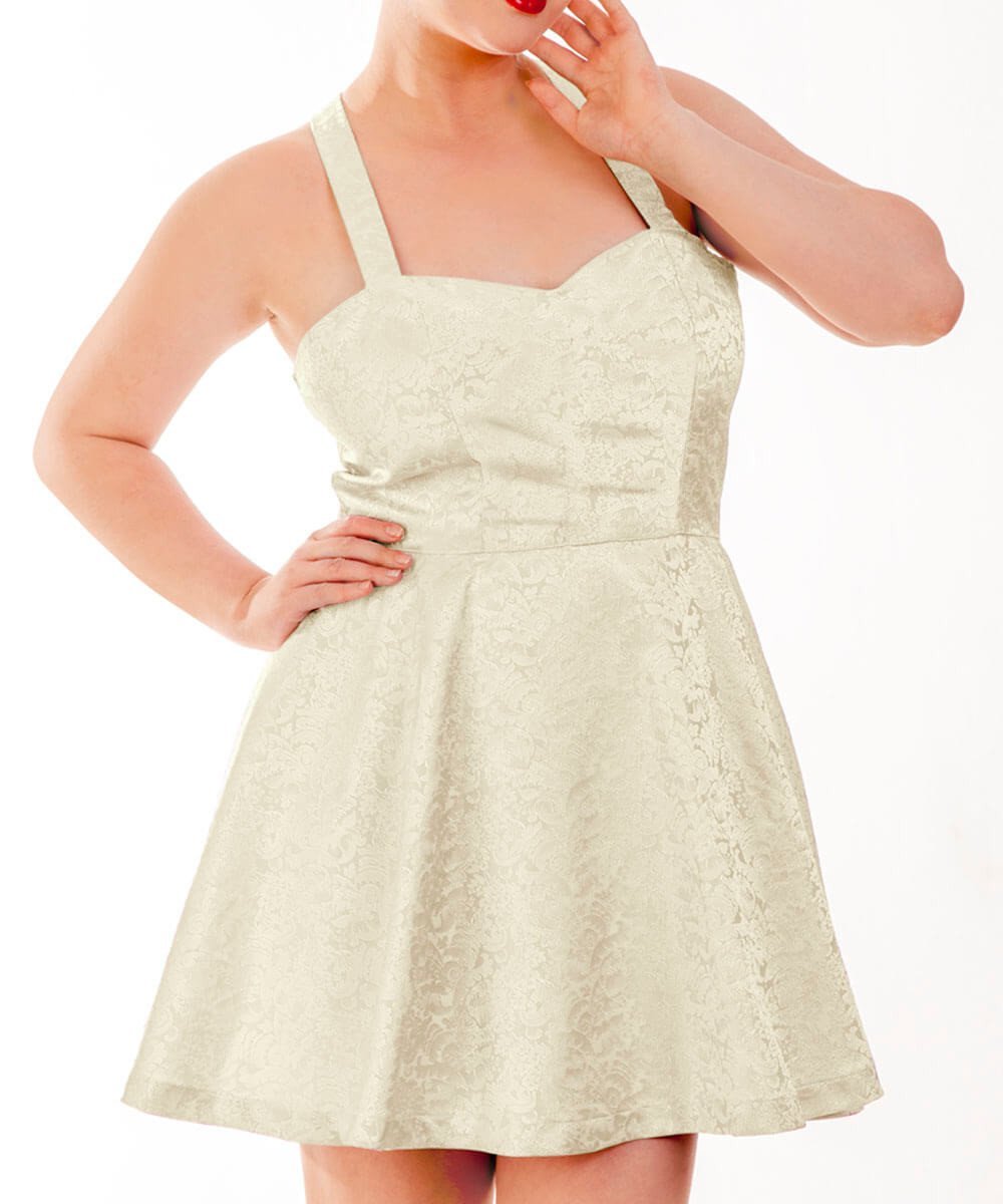 Adken Ivory Skater Dress in Brocade