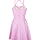 Cadell Pink Skater Dress in Brocade