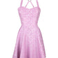 Cadell Pink Skater Dress in Brocade