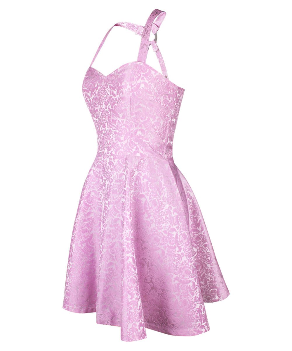 Cadell Pink Skater Dress in Brocade