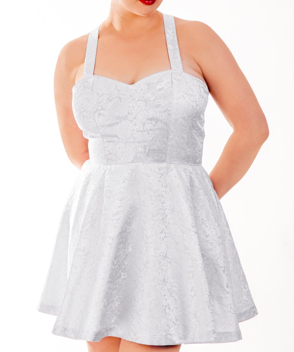 Aeneas White Brocade Skater Dress