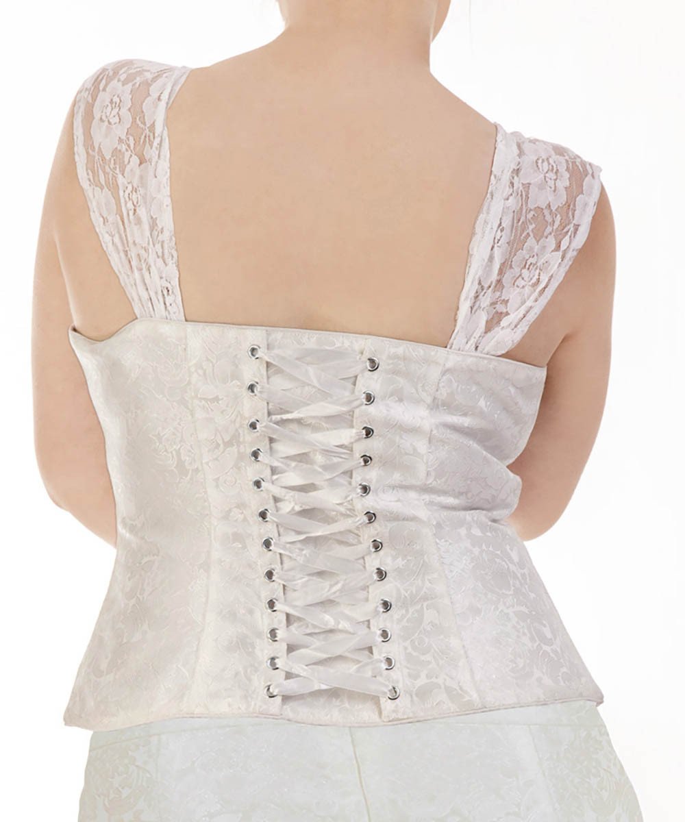 Mania Brocade White Corset Top