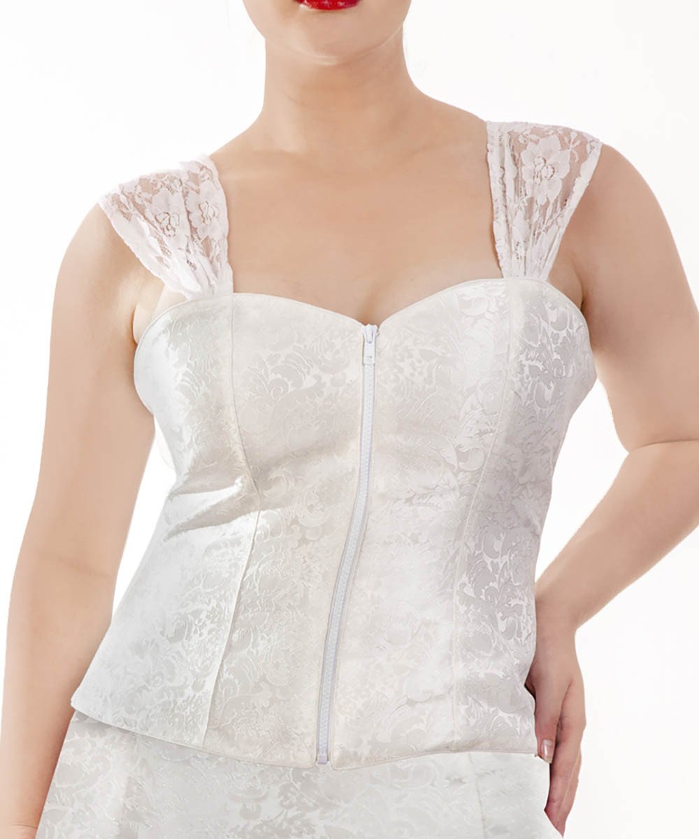 Mania Brocade White Corset Top