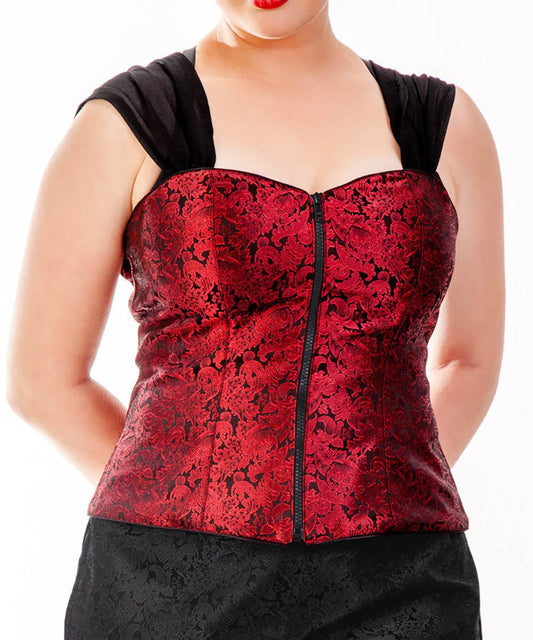 Hewlitt Brocade Gothic Top With Shoulder Straps