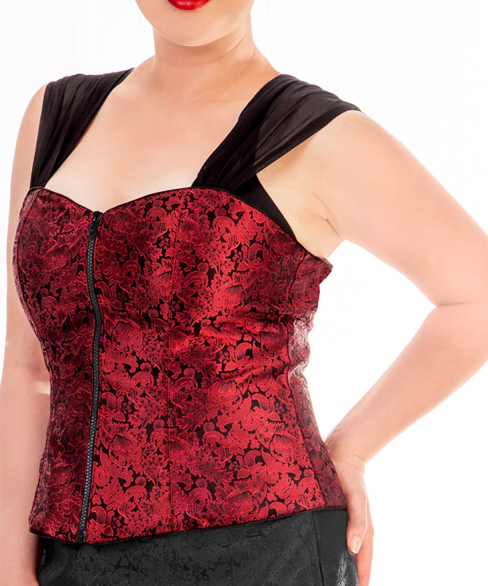 Hewlitt Brocade Gothic Top With Shoulder Straps