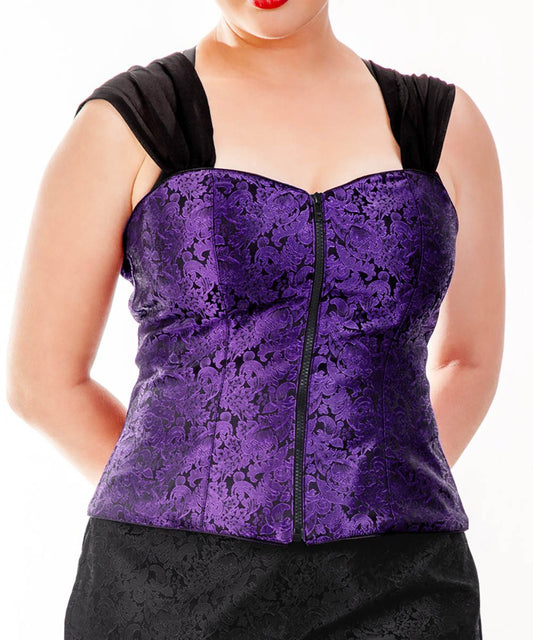 Hillock Purple Brocade Gothic Corset Top