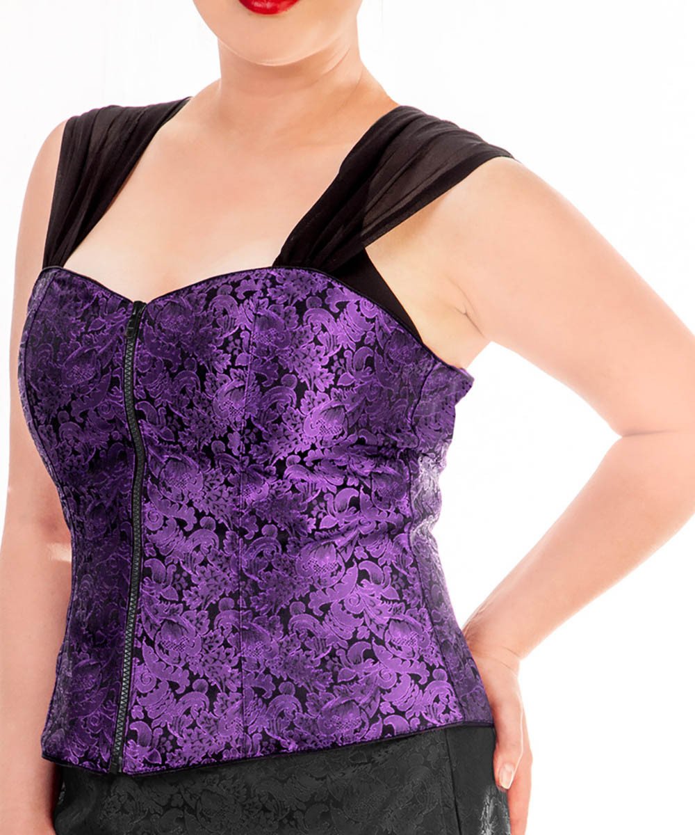 Hillock Purple Brocade Gothic Corset Top