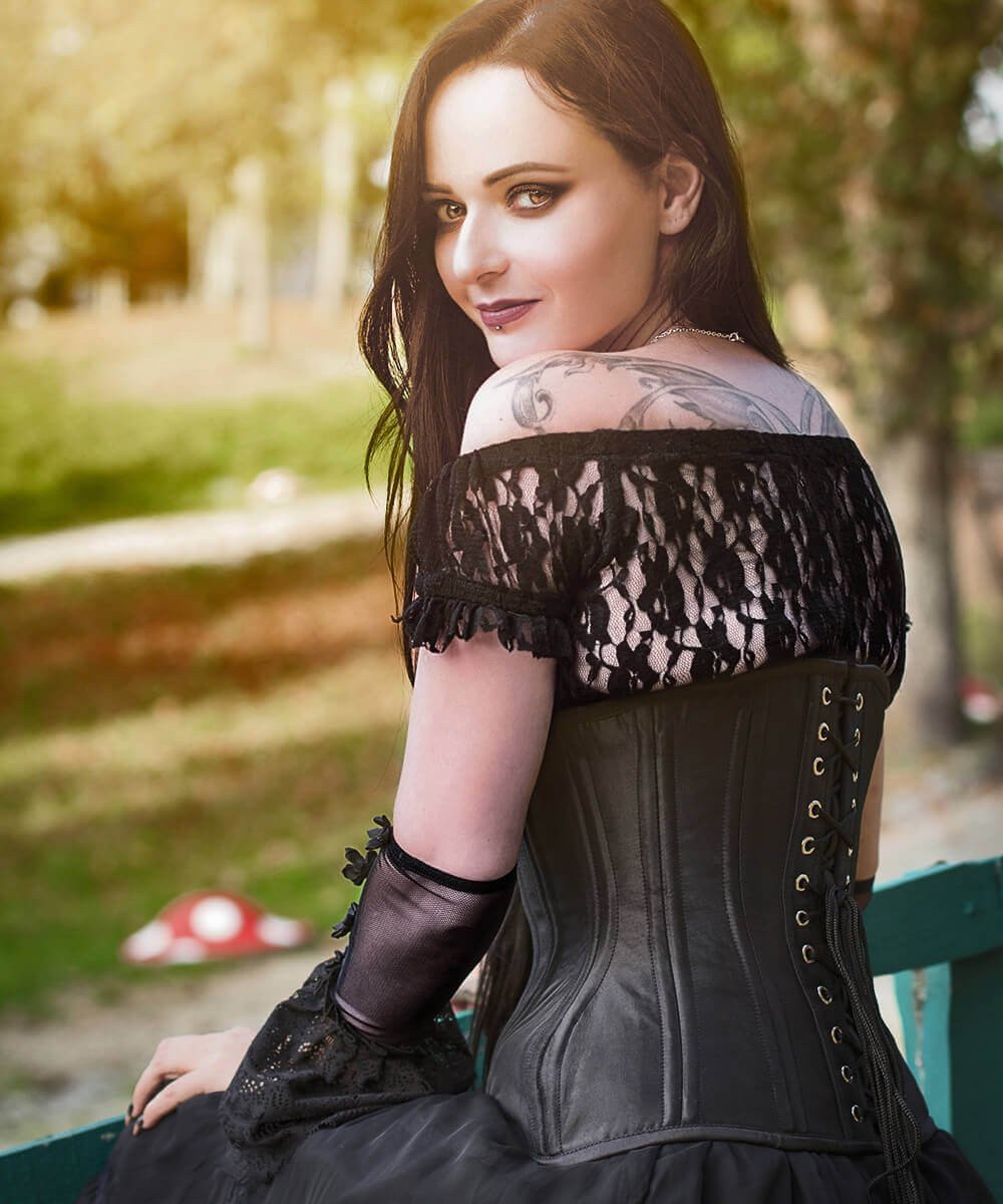 Peirce Black Taffeta Curvy Waist Training Corset