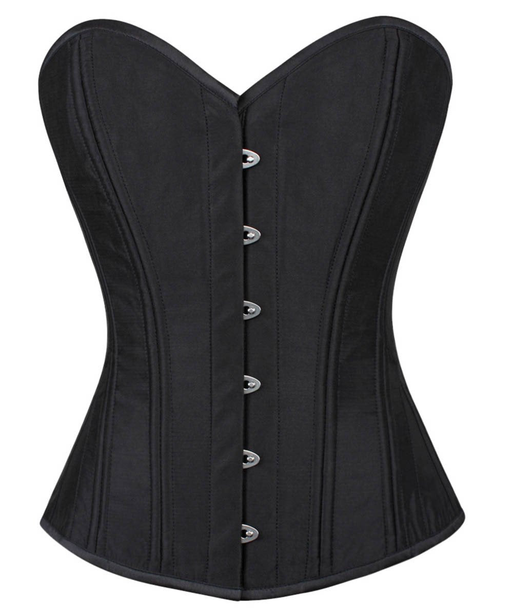 Hnedy Waist Training Black Taffeta Overbust Corset