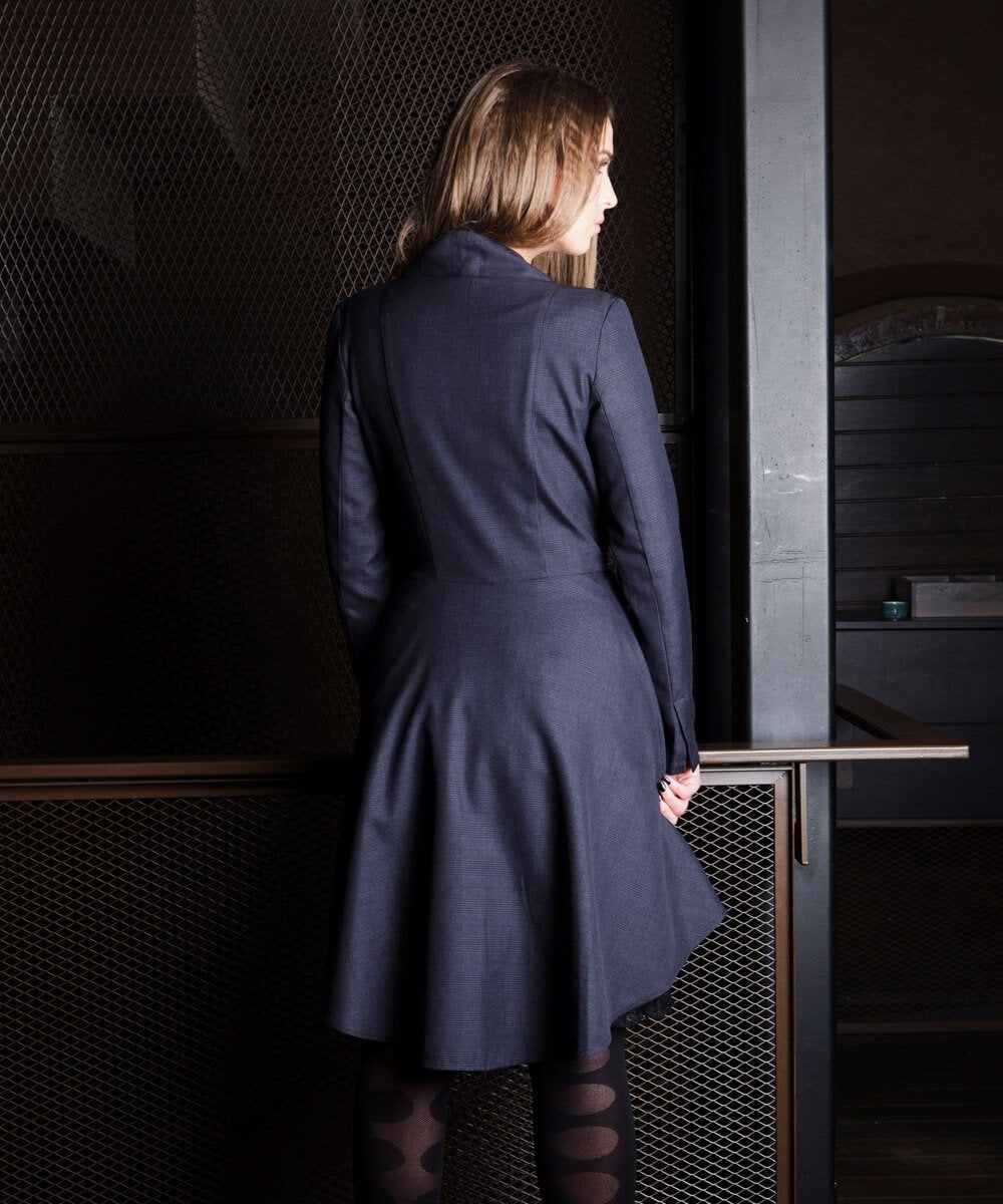 Kayley Plaid Mandarin Collar Coat