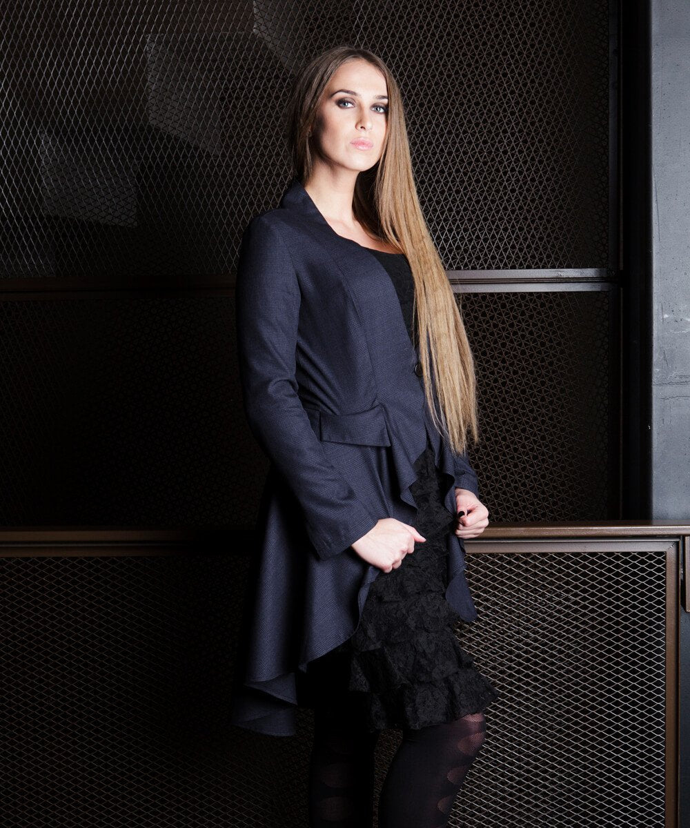 Kayley Plaid Mandarin Collar Coat