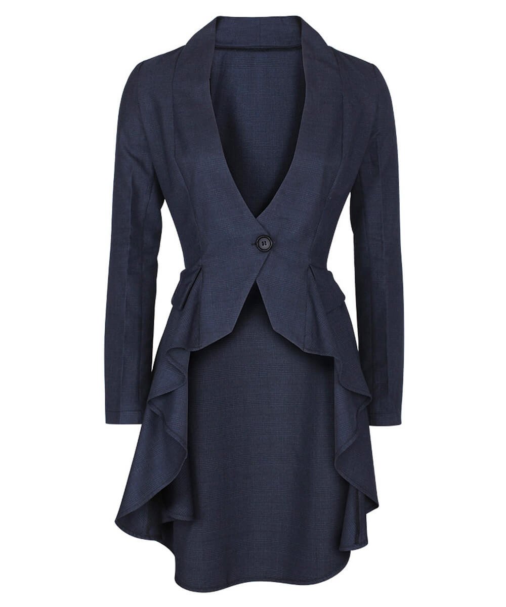 Kayley Plaid Mandarin Collar Coat