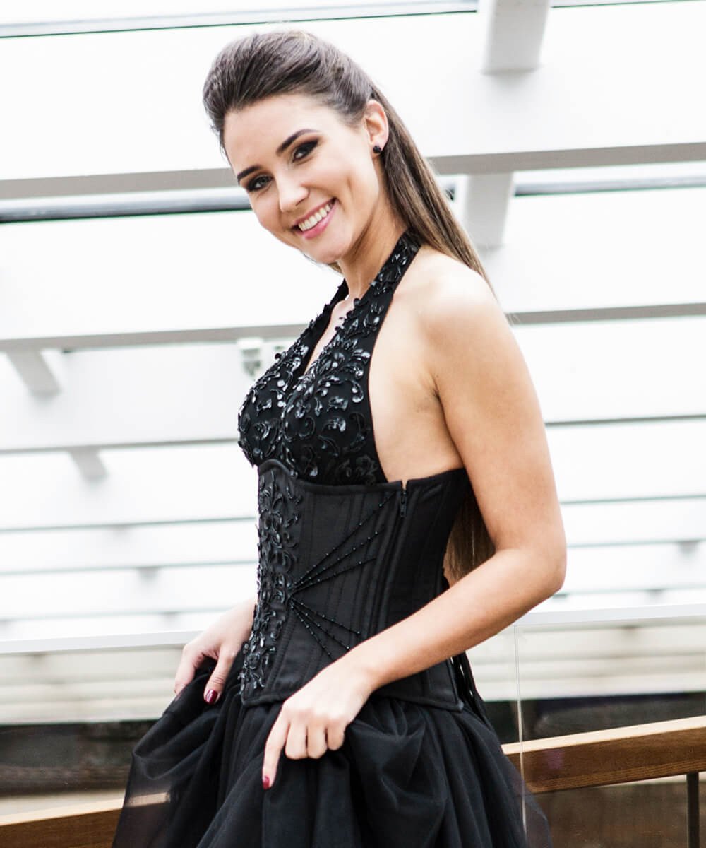 Capek Embroidered Underbust Couture Corset in Taffeta