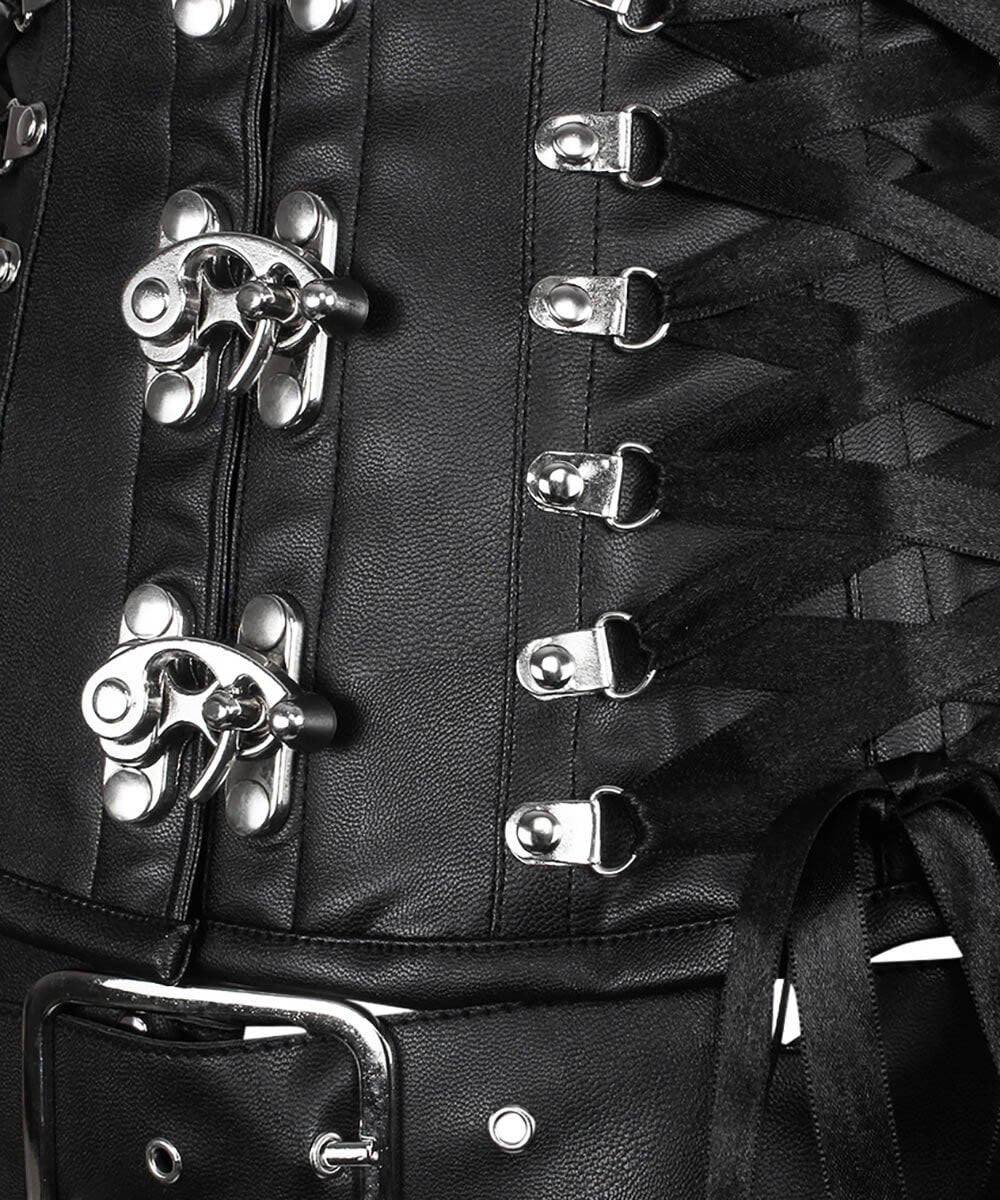 Carisa Criss Cross Black Overbust Corset with Detachable Belt