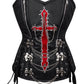 Adiva Embroidered Overbust Corset with Hanging Chain