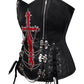 Adiva Embroidered Overbust Corset with Hanging Chain