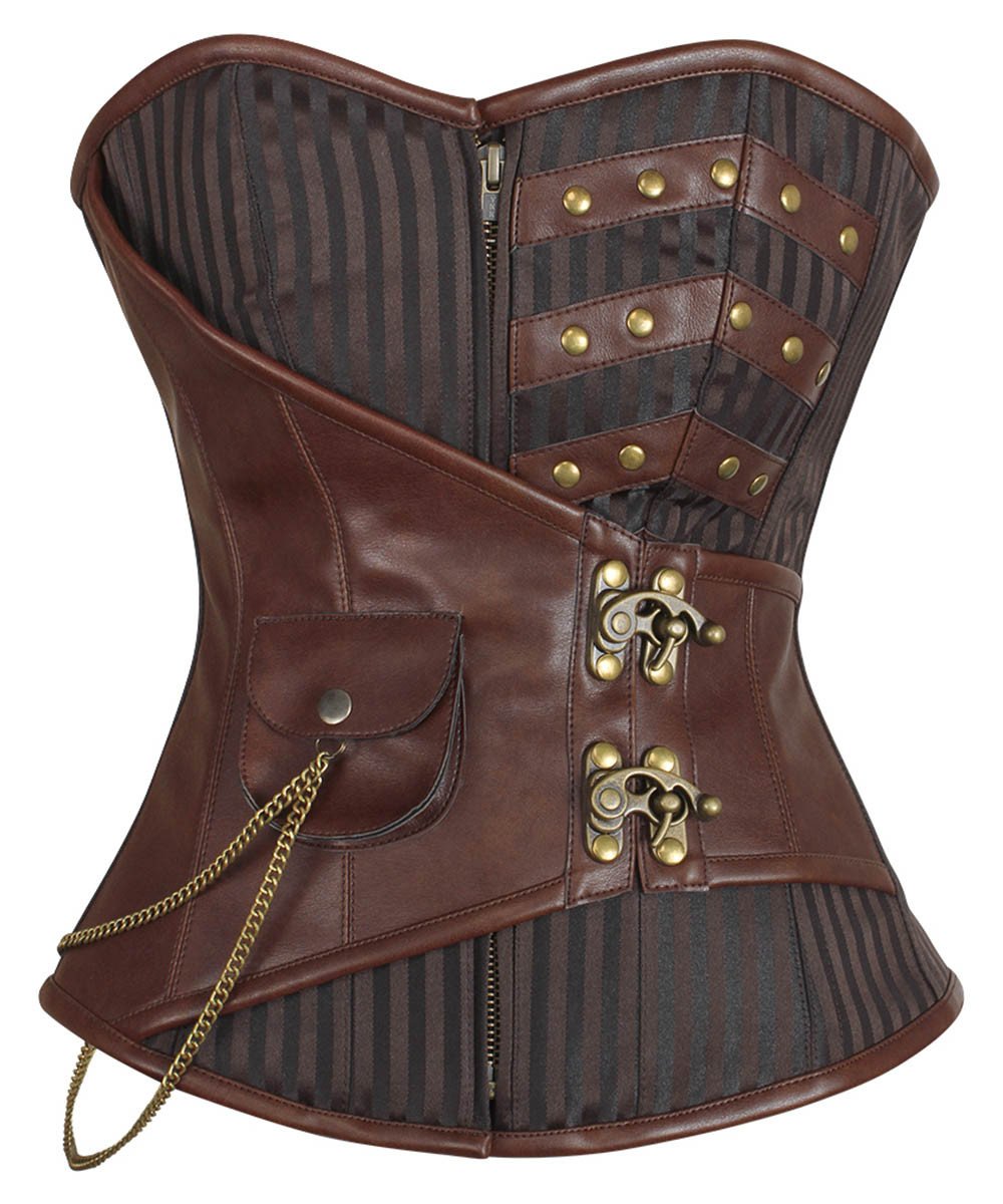 Nesha Steampunk Overbust Corset with Hanging Chain