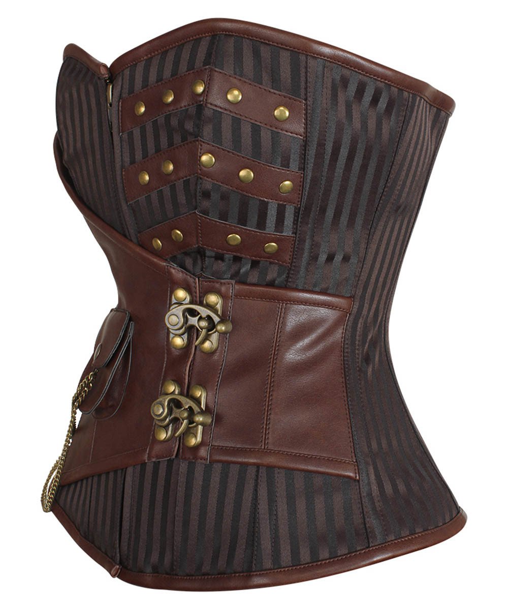 Nesha Steampunk Overbust Corset with Hanging Chain