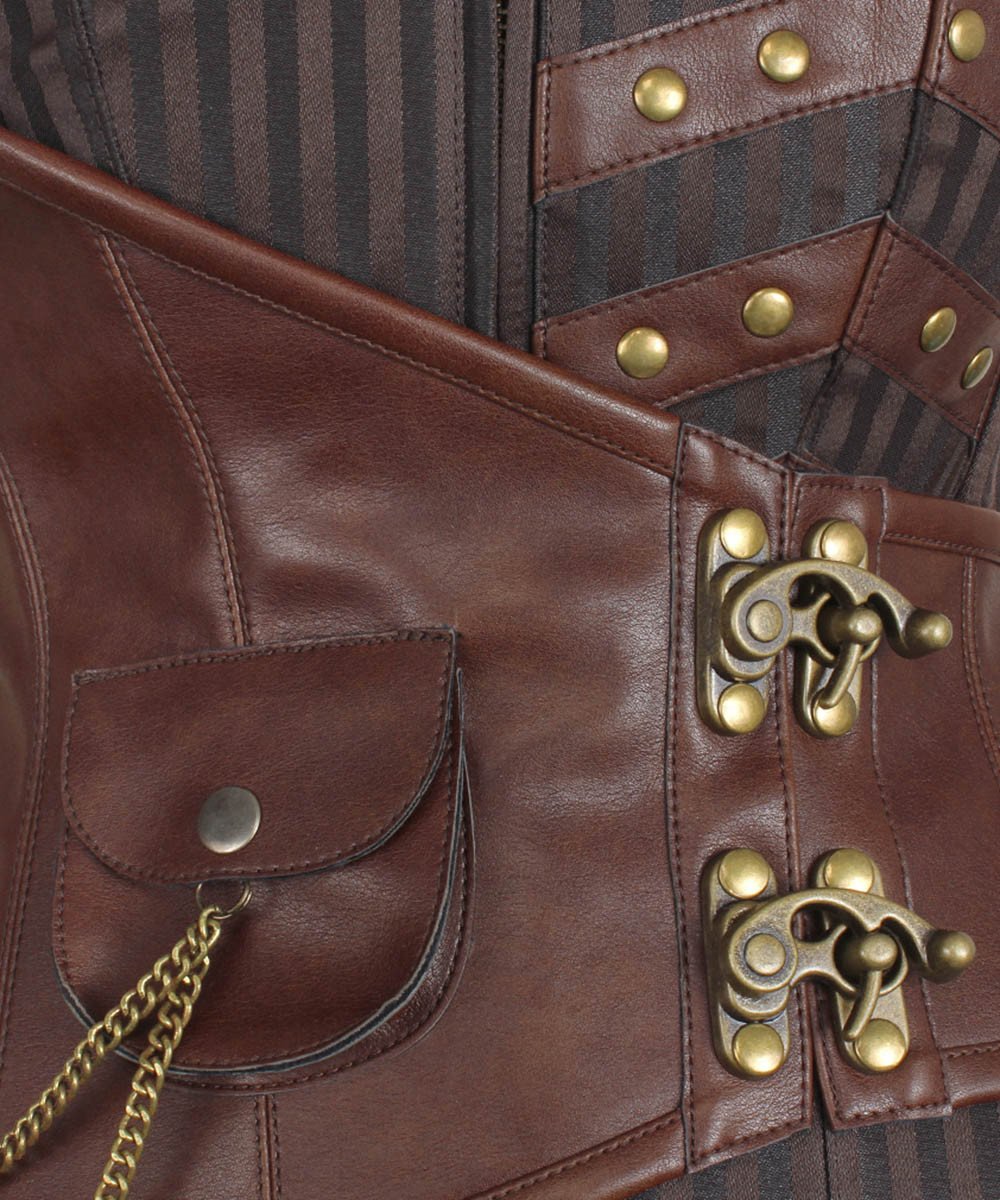 Nesha Steampunk Overbust Corset with Hanging Chain