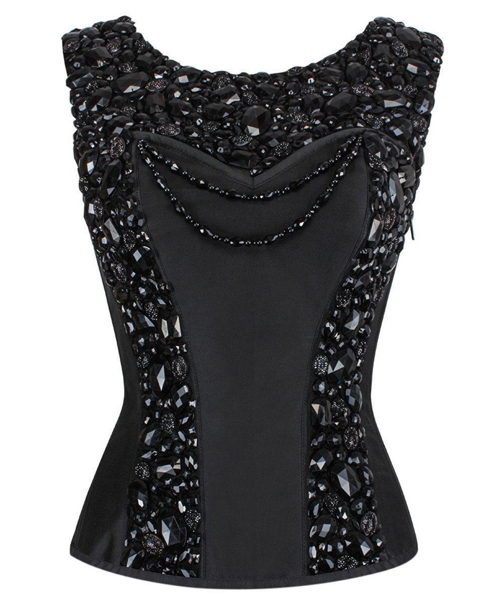 Adojan Embroidered Couture Corset in Taffeta