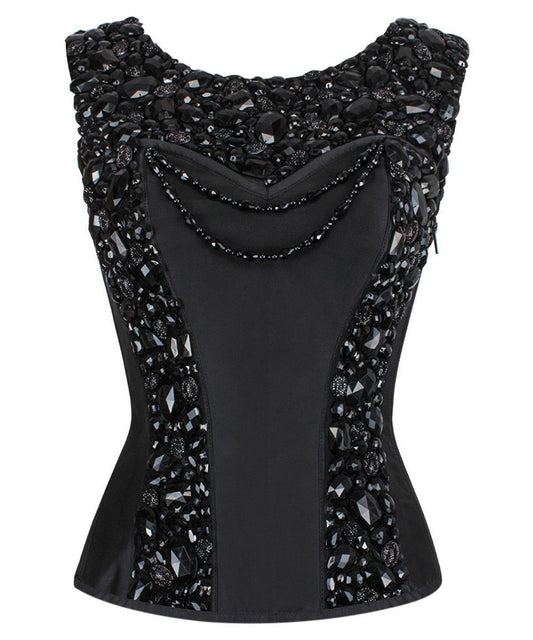 Adojan Embroidered Couture Corset in Taffeta