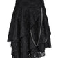 Aibne Gothic Black Lace Overlay Skirt