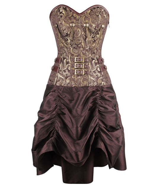 Ailill Steampunk Gold Corset Dress
