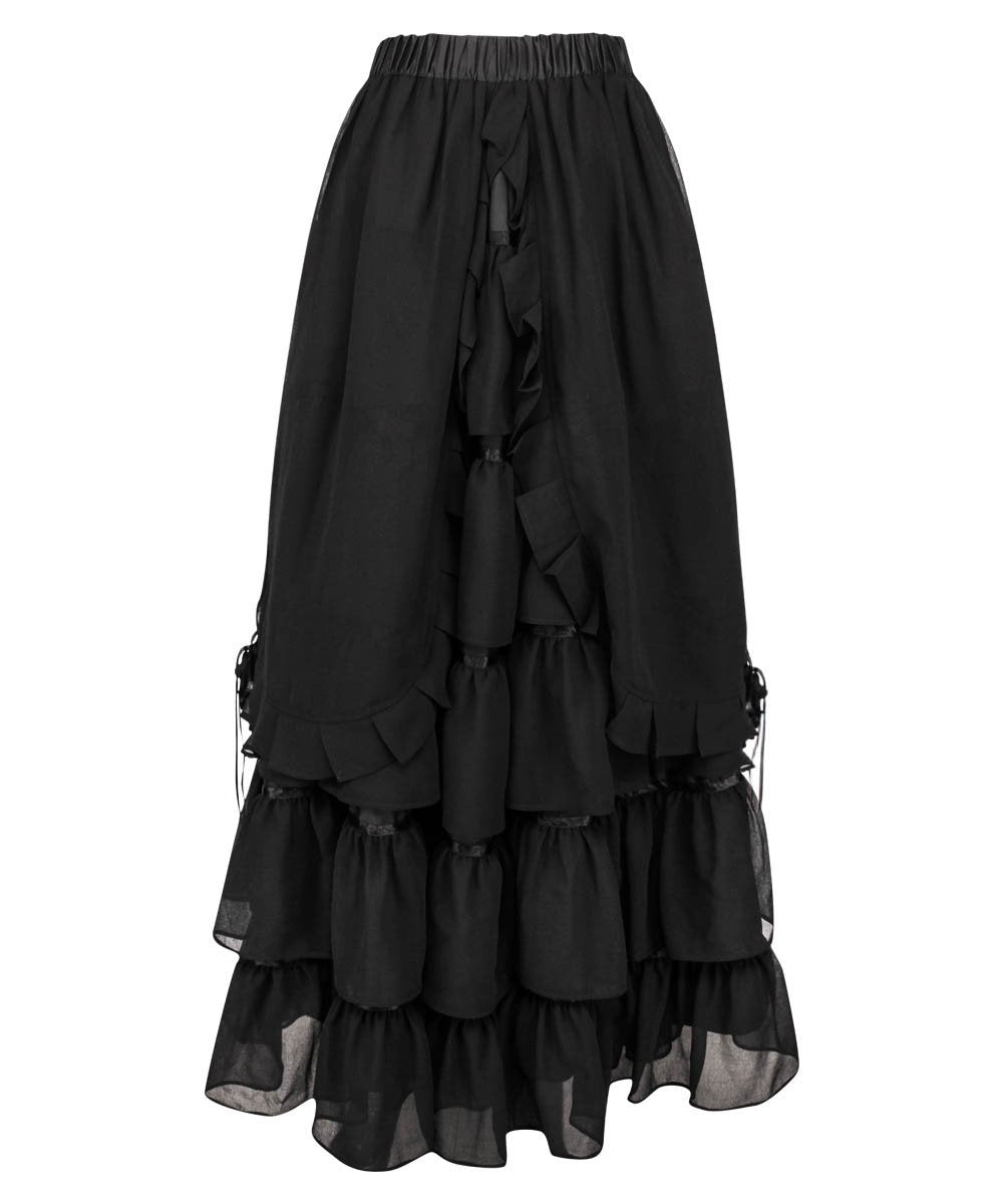 Caelius Black Long Victorian Inspired Skirt