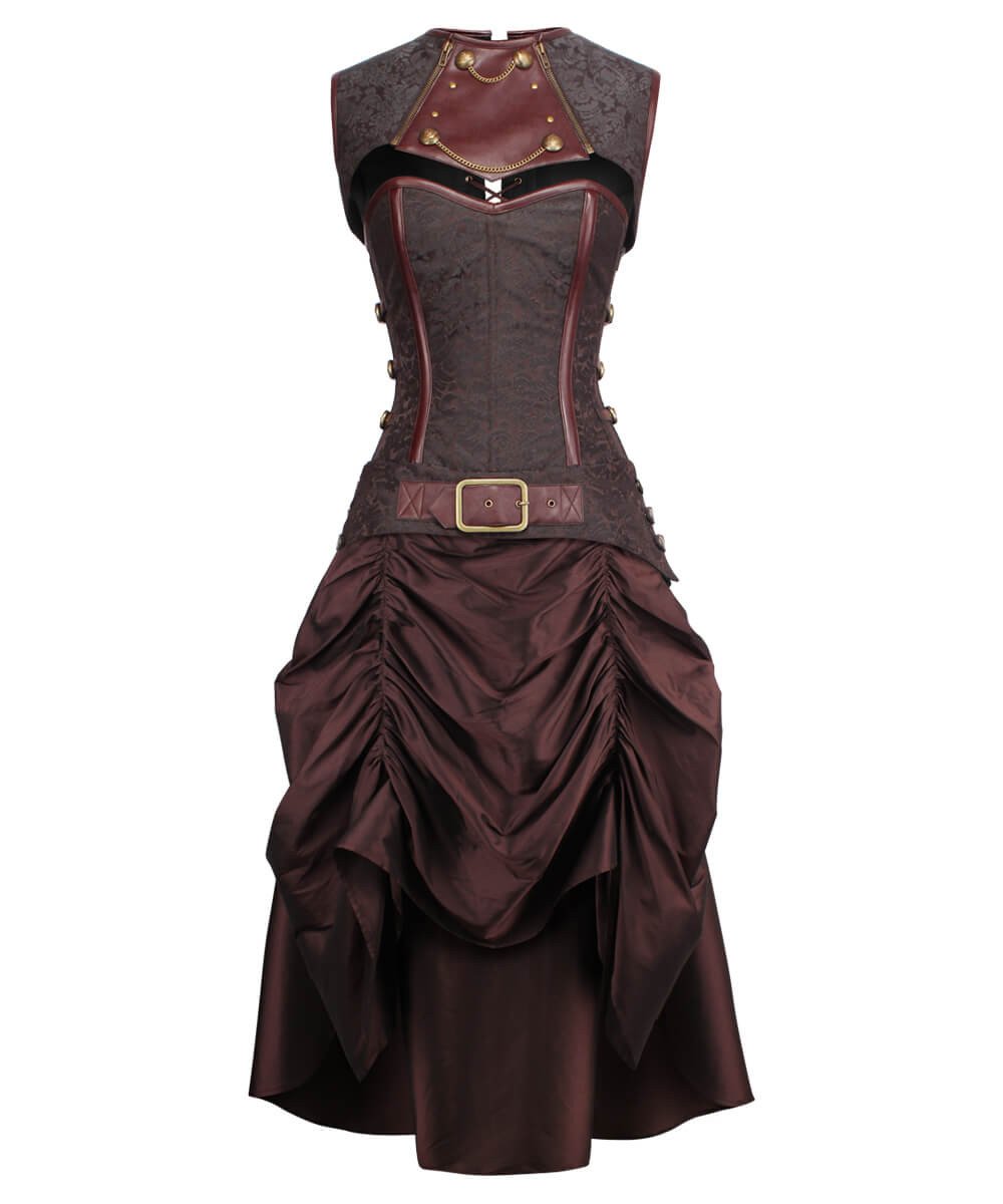 Carley Steampunk Corset Dress with Shrug