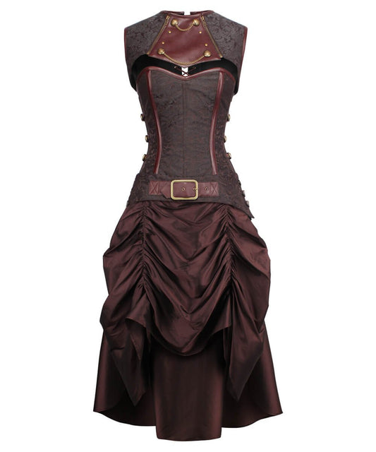 Carley Steampunk Corset Dress with Shrug
