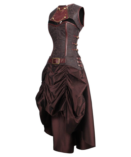 Carley Steampunk Corset Dress with Shrug