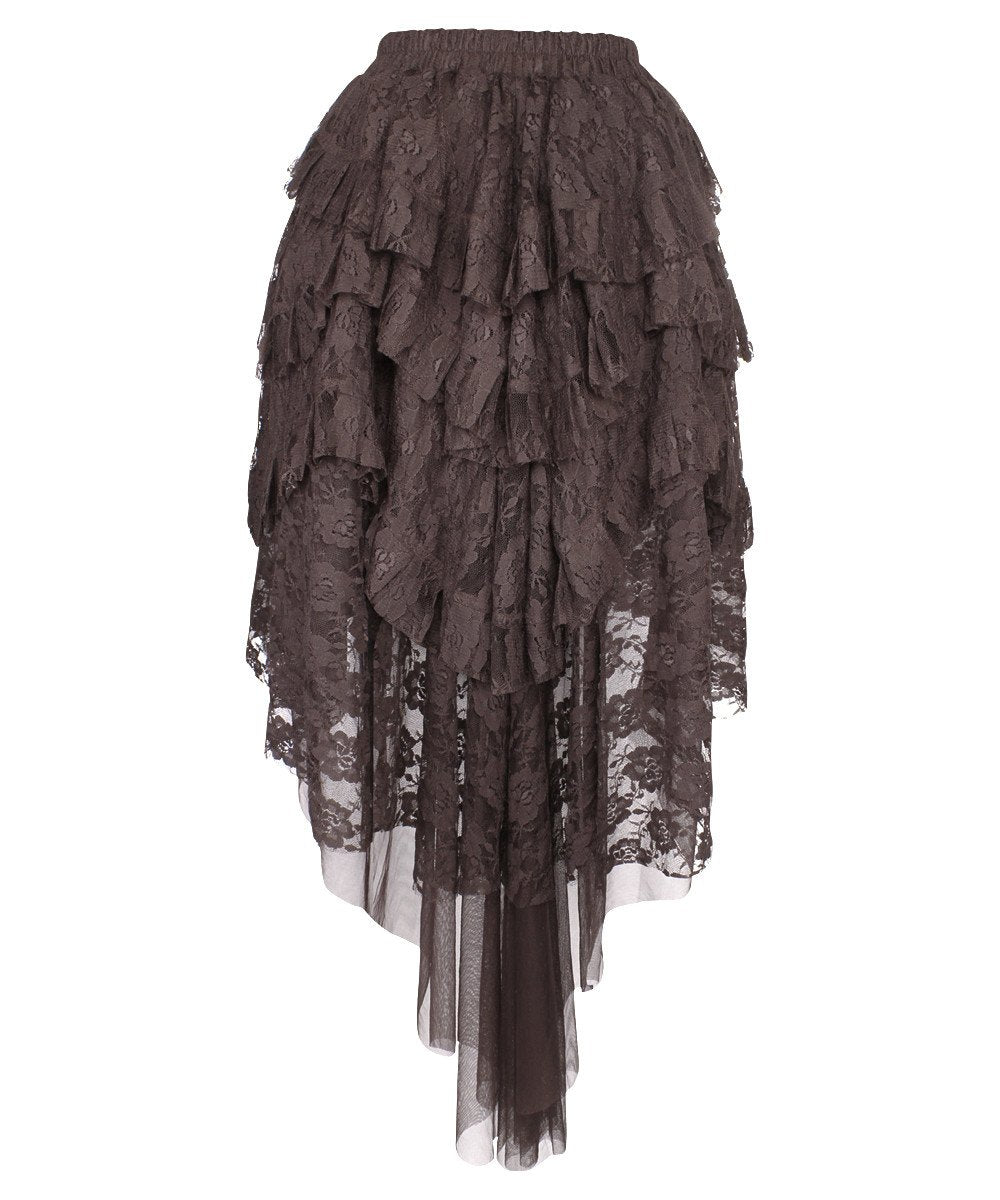 Akamu Brown Burlesque Lace Skirt