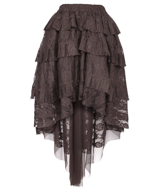 Akamu Brown Burlesque Lace Skirt