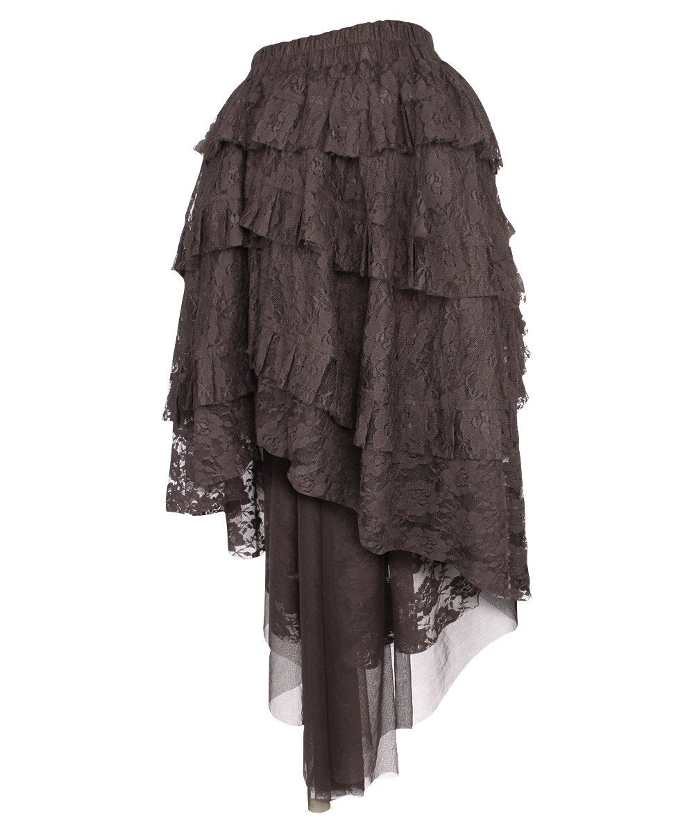 Akamu Brown Burlesque Lace Skirt