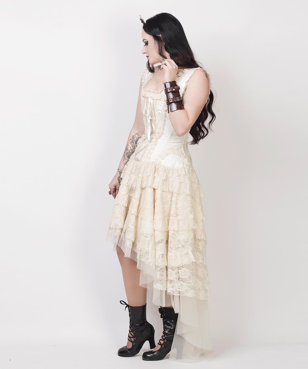 Floriano Overbust Steampunk Corset Dress in Brocade Spiral Boned