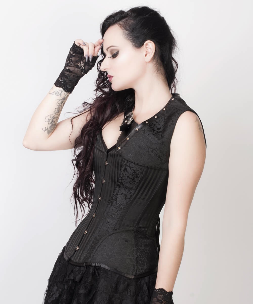 Roddy Gothic Black Brocade Corset with Bolero