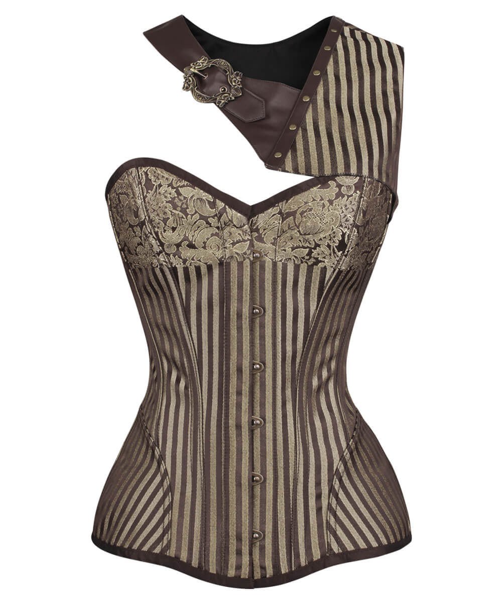 Cecelia Steampunk Gold Brocade Corset with Bolero