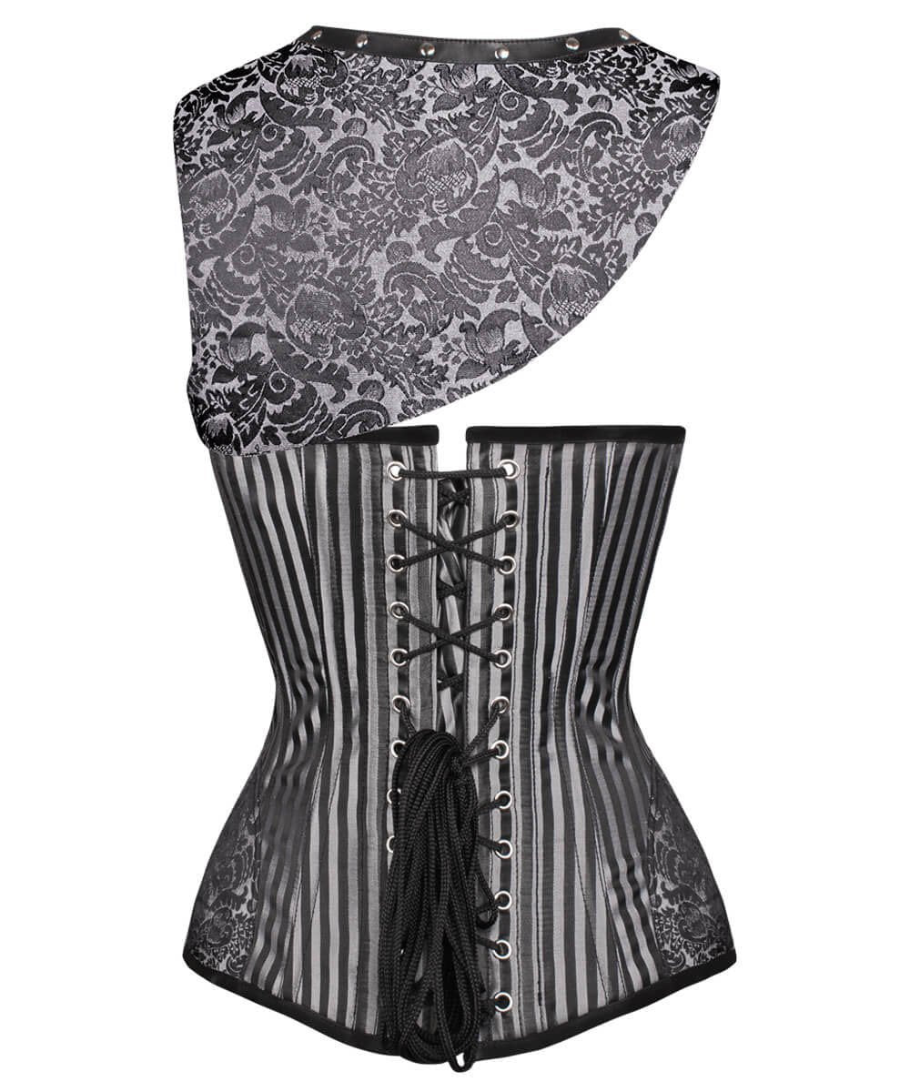 Lavrenti Silver Brocade Steampunk Corset with Bolero
