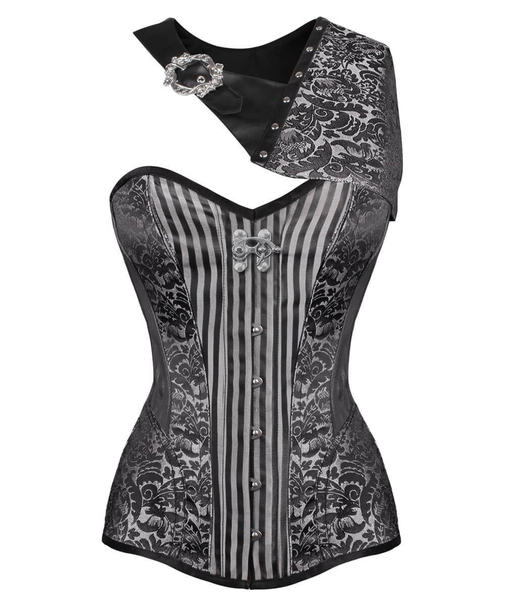 Lavrenti Silver Brocade Steampunk Corset with Bolero