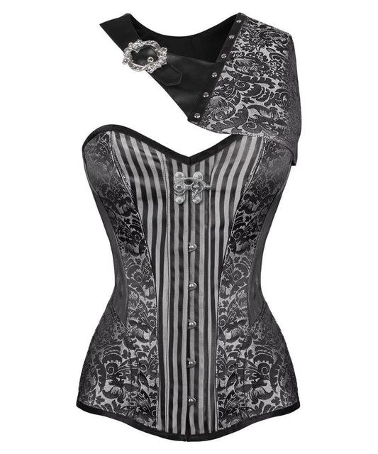 Lavrenti Silver Brocade Steampunk Corset with Bolero