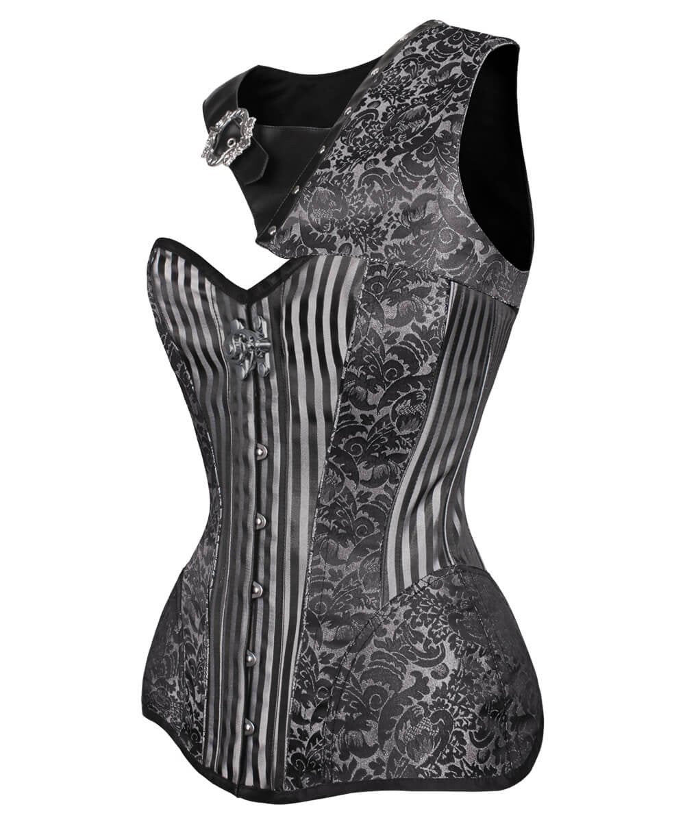 Lavrenti Silver Brocade Steampunk Corset with Bolero