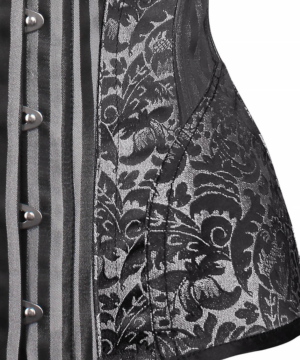 Lavrenti Silver Brocade Steampunk Corset with Bolero