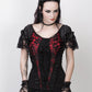 Agnija Red Gothic Broad Neck Lace Overlay Top
