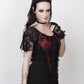 Agnija Red Gothic Broad Neck Lace Overlay Top
