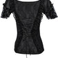Calogera Black Gothic Broad Neck Lace Overlay Top