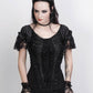 Calogera Black Gothic Broad Neck Lace Overlay Top